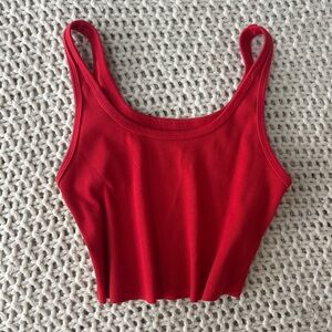 Red Ribbed Casual Crop Top XS/S🍒
